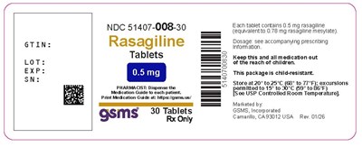 Mock (51407-008-30TBD- Rasaglinie Tablets 0.5 mg)